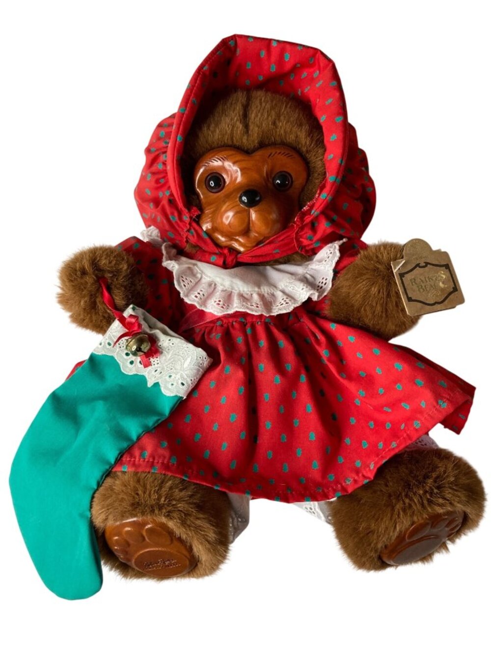 Vintage Raikers Bears Nicolette Bear Christmas Teddy Bear Collectible Stocking H